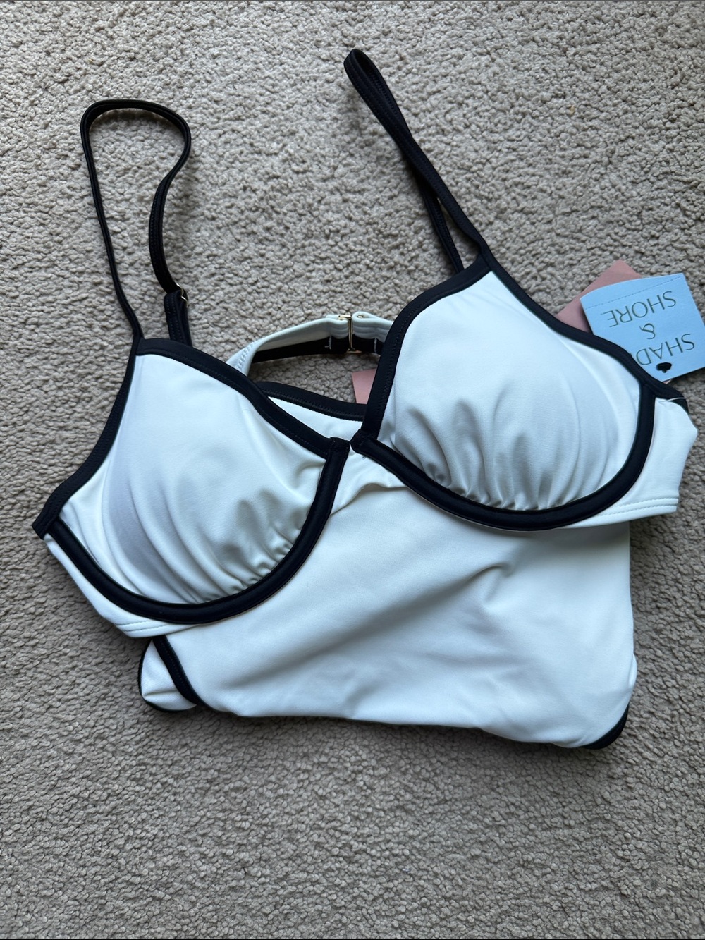 Shade & Shore White Bikini Top with Black Trim